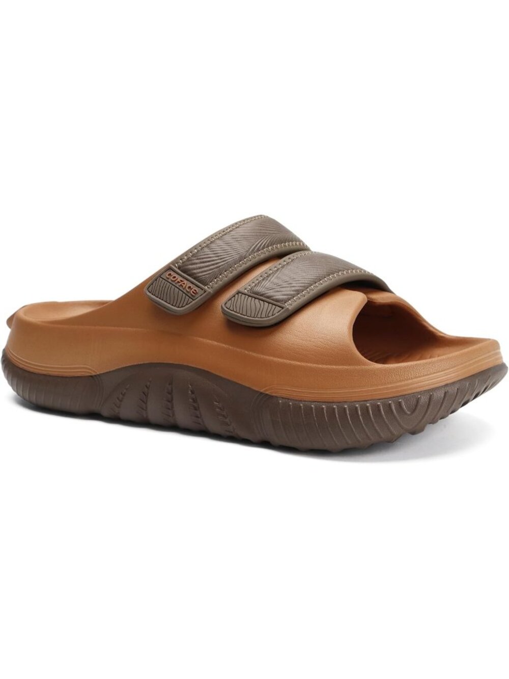 Men's Khaki\Brown  Recovery Sandals Orthopaedic Walking Slides Adjustable Thick